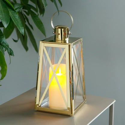 12''h Stainless Steel Decorative Lantern (trapezoid) decorative candle lanterns with nature-inspired artwork - product view 14