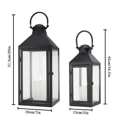 Set of 2 decorative candle lanterns with nature-inspired artwork - product view 6
