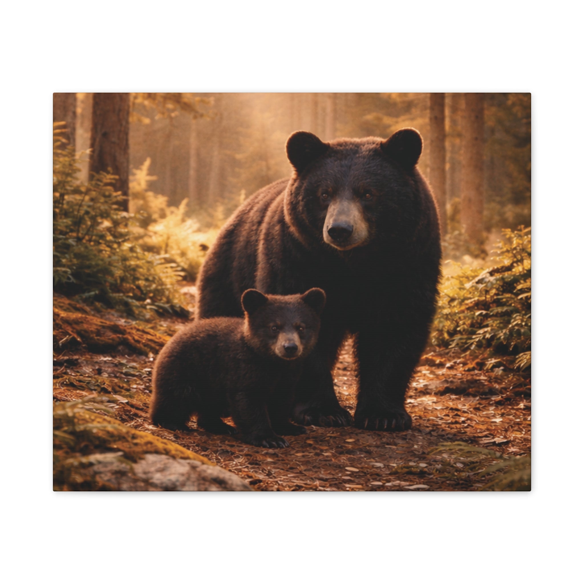 Momma Bear and Cub Wilderness Stretched Canvas