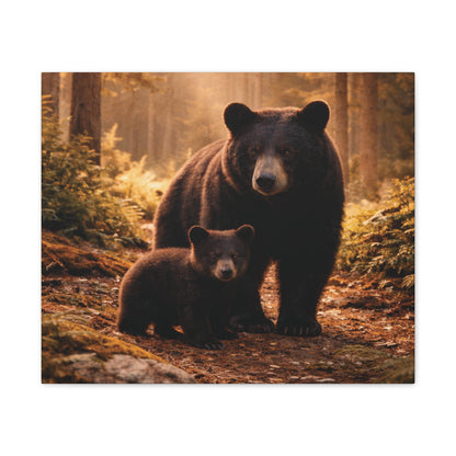 Momma Bear and Cub Wilderness Stretched Canvas
