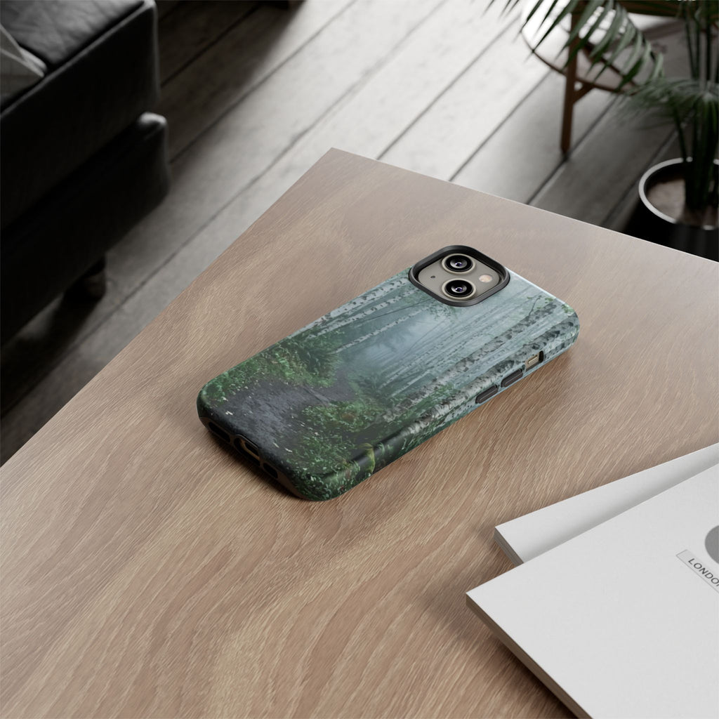 Twilight Birch Tree Path Phone Case