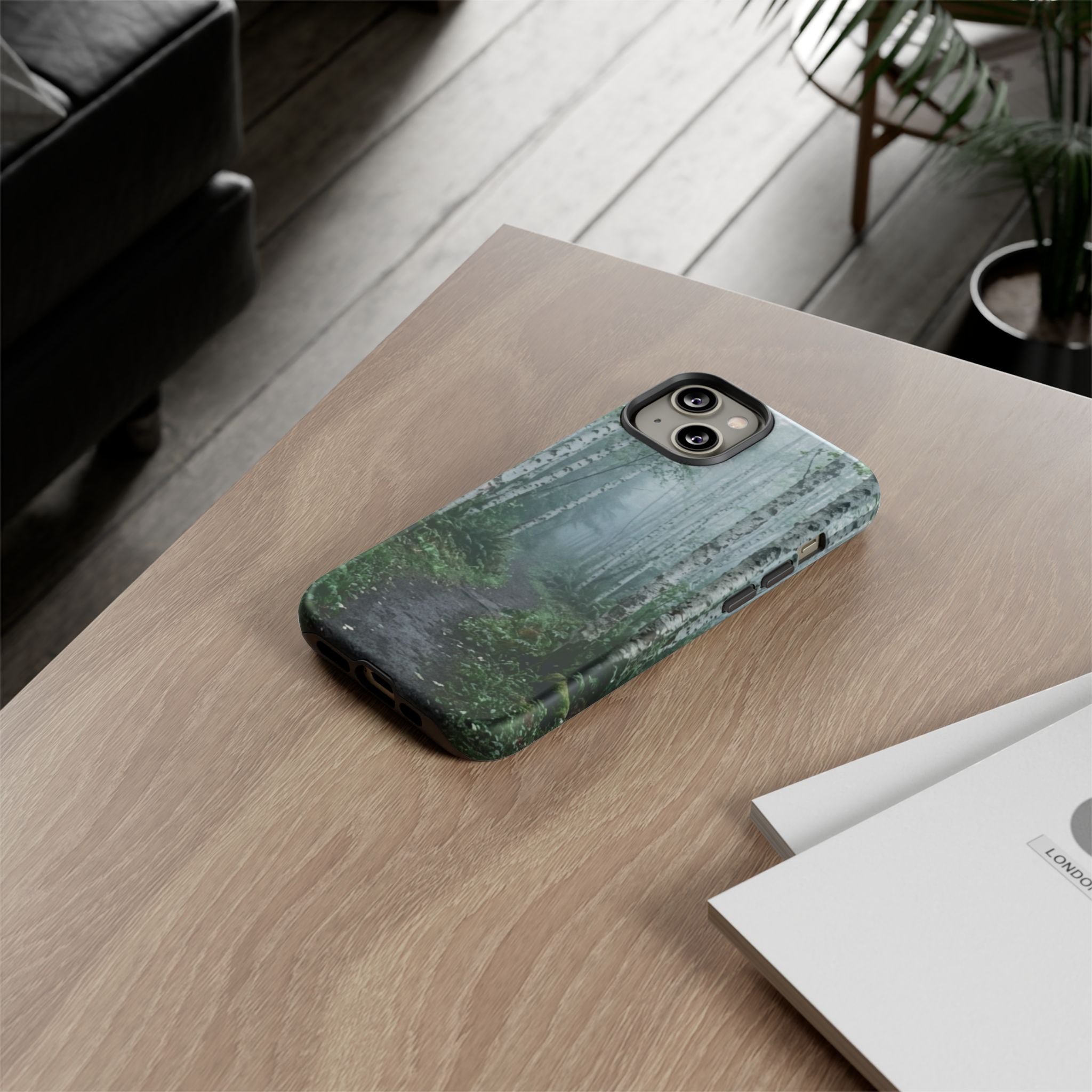 Twilight Birch Tree Path Phone Case