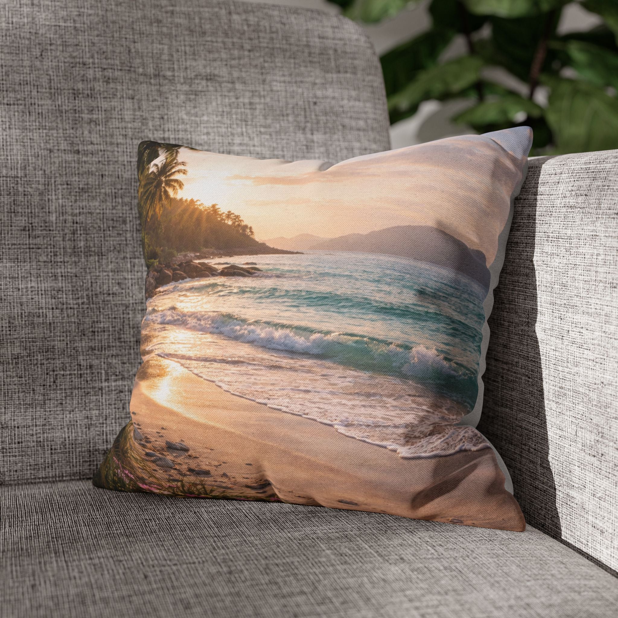 Sunlit Coastal Throw Pillow Cover
