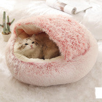 2 in 1 Dog and Cat Bed Pet Winter Bed Round Plush Warm Bed House Soft uncategorized / needs cleanup with nature-inspired artwork