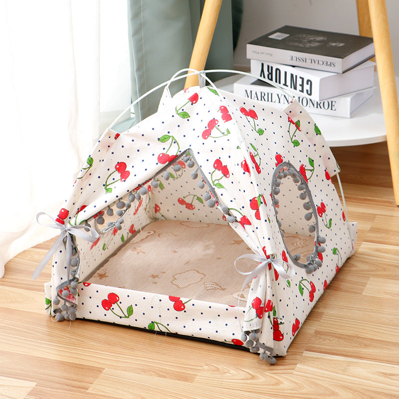 Cat Tent Cat Cat House Enclosed Pet Bed uncategorized / needs cleanup with nature-inspired artwork - product view 7