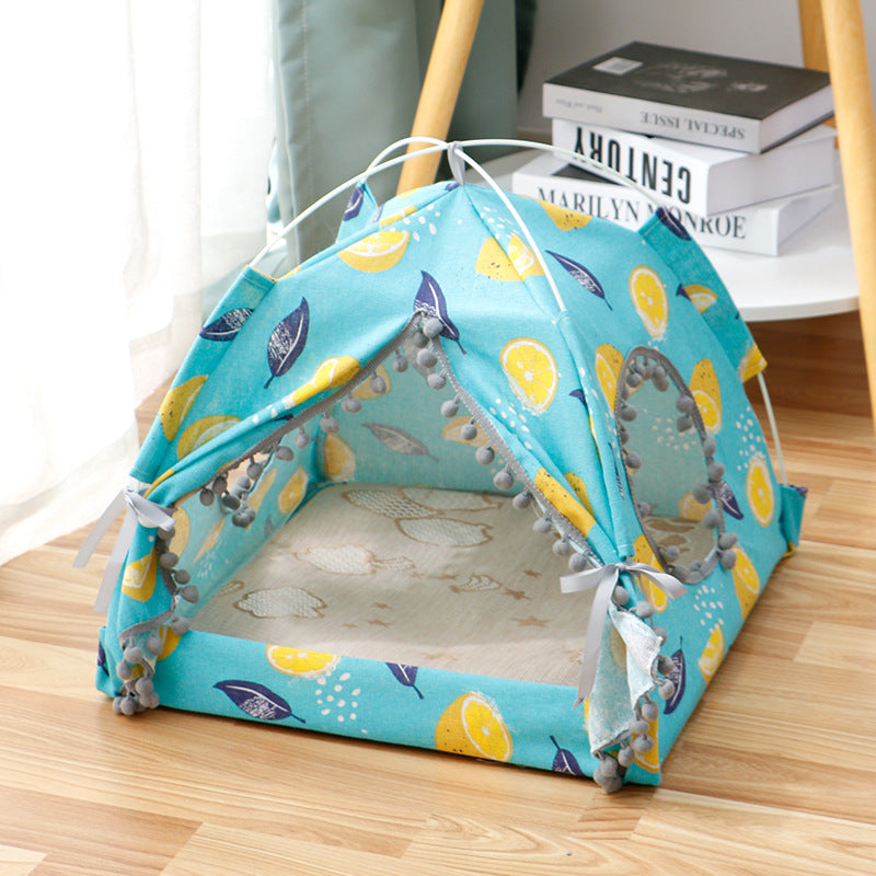 Cat Tent Cat Cat House Enclosed Pet Bed uncategorized / needs cleanup with nature-inspired artwork - product view 5