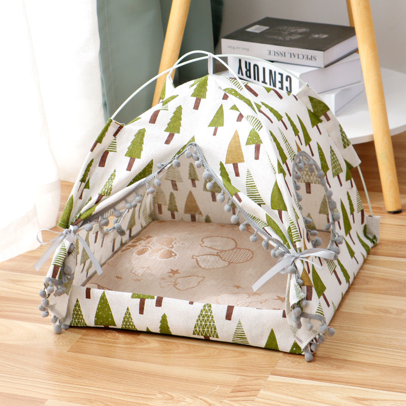Cat Tent Cat Cat House Enclosed Pet Bed uncategorized / needs cleanup with nature-inspired artwork - product view 2