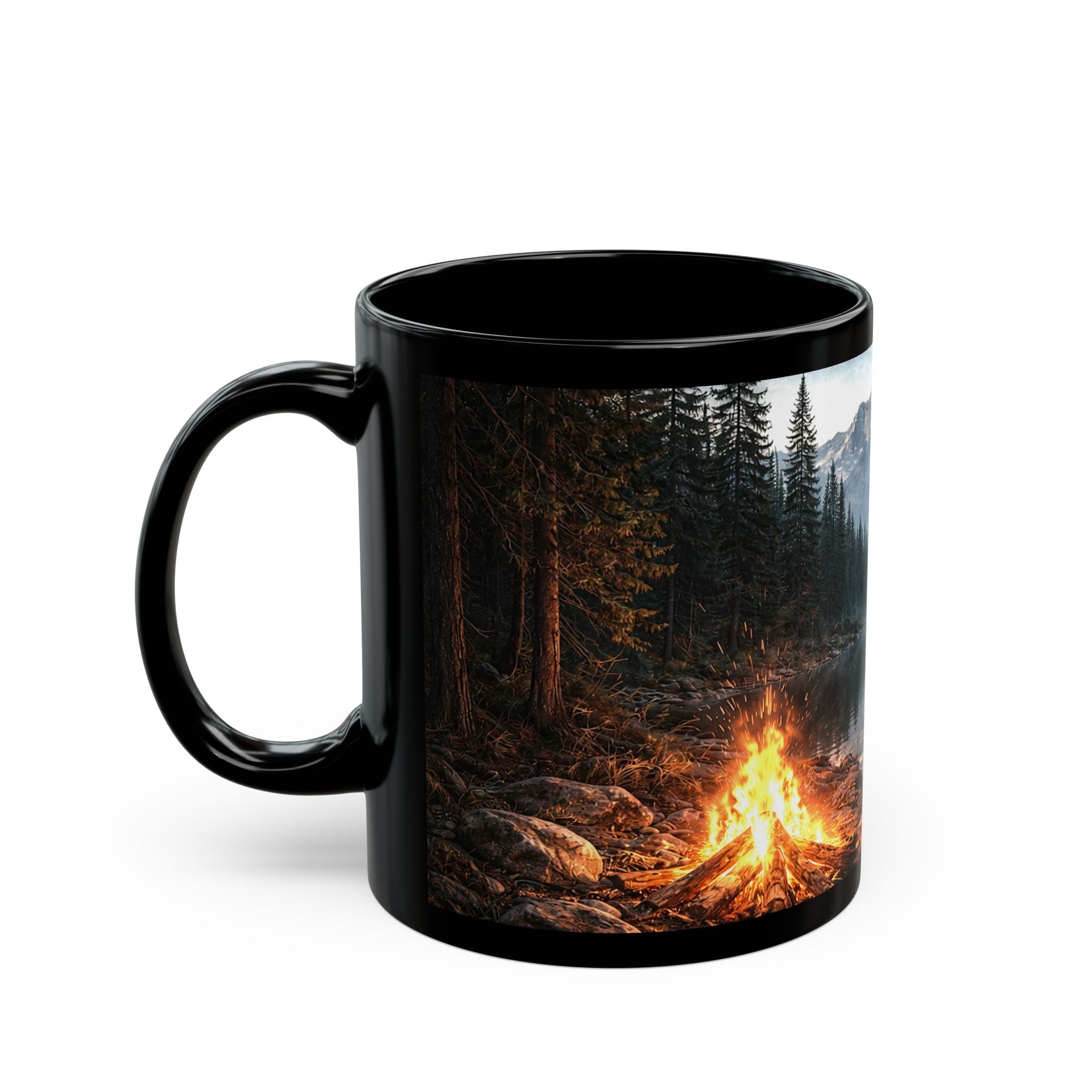 11oz/15oz Campfire at Mountain Lake Black Mug