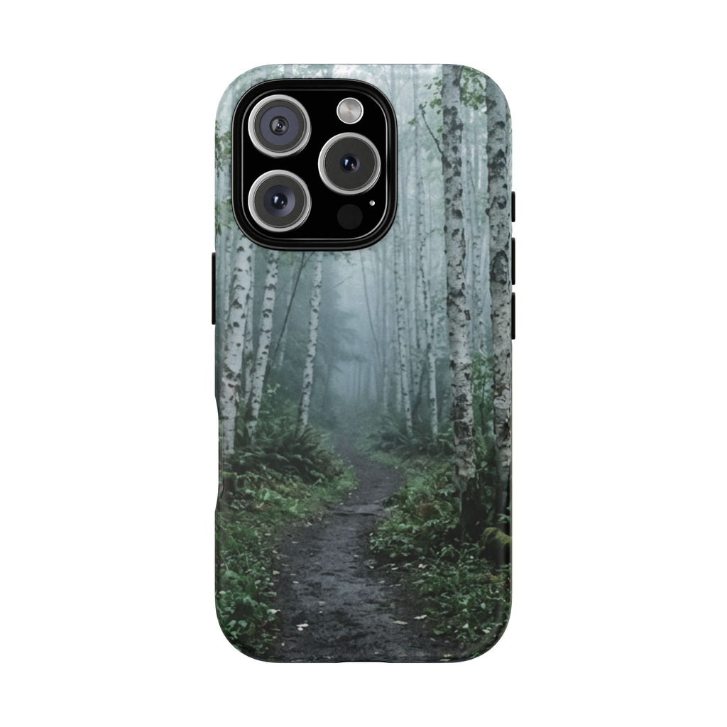 Twilight Birch Tree Path Phone Case