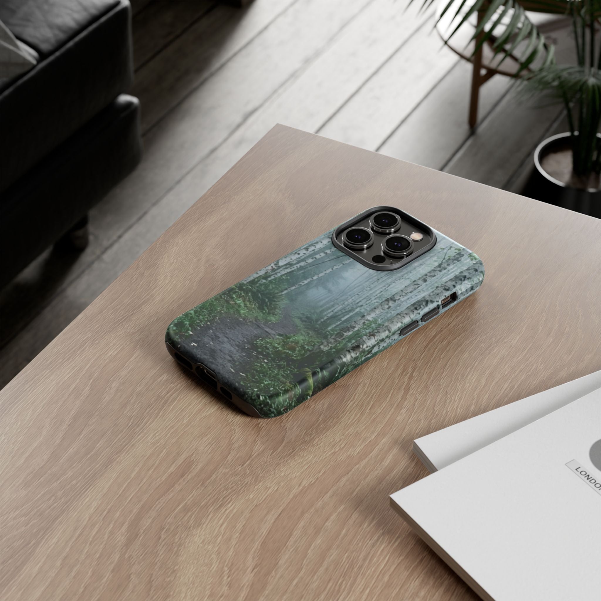 Twilight Birch Tree Path Phone Case