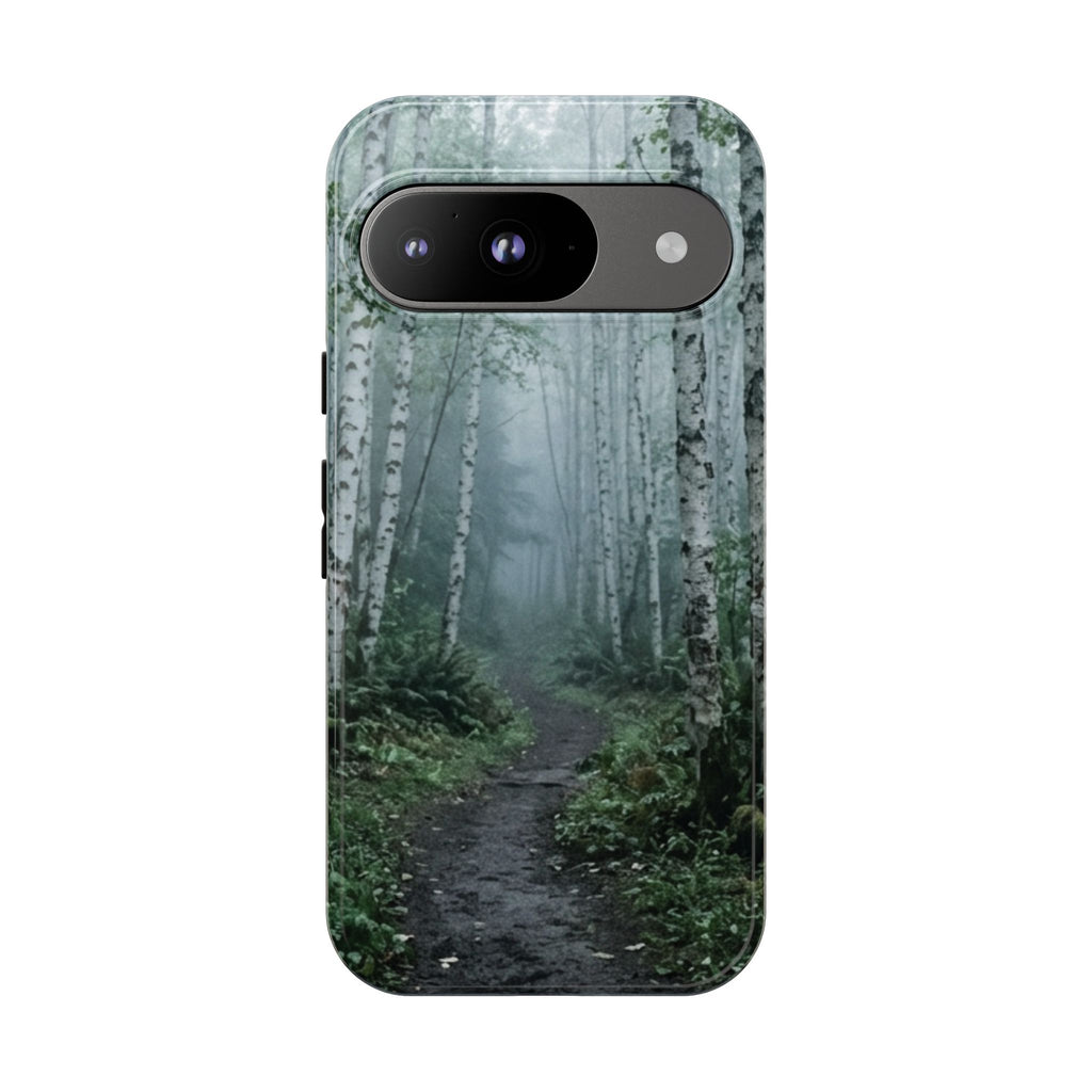 Twilight Birch Tree Path Phone Case