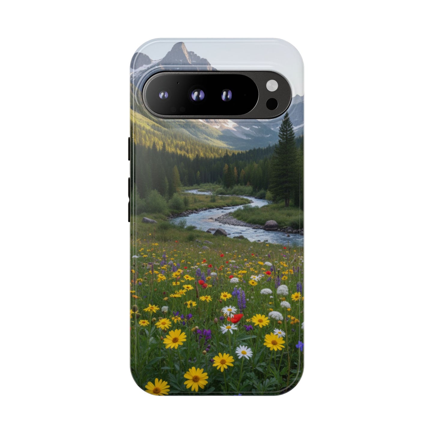 Mountain Meadow Serenity Phone Case - Tough Case with Nature Scenic Design