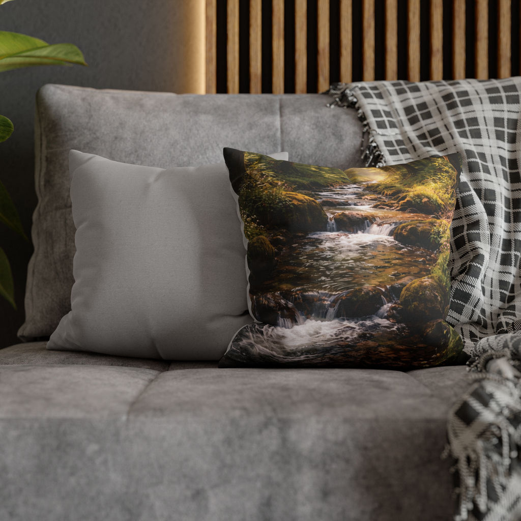 Forest Stream pillow cover with nature-inspired artwork - product view 6
