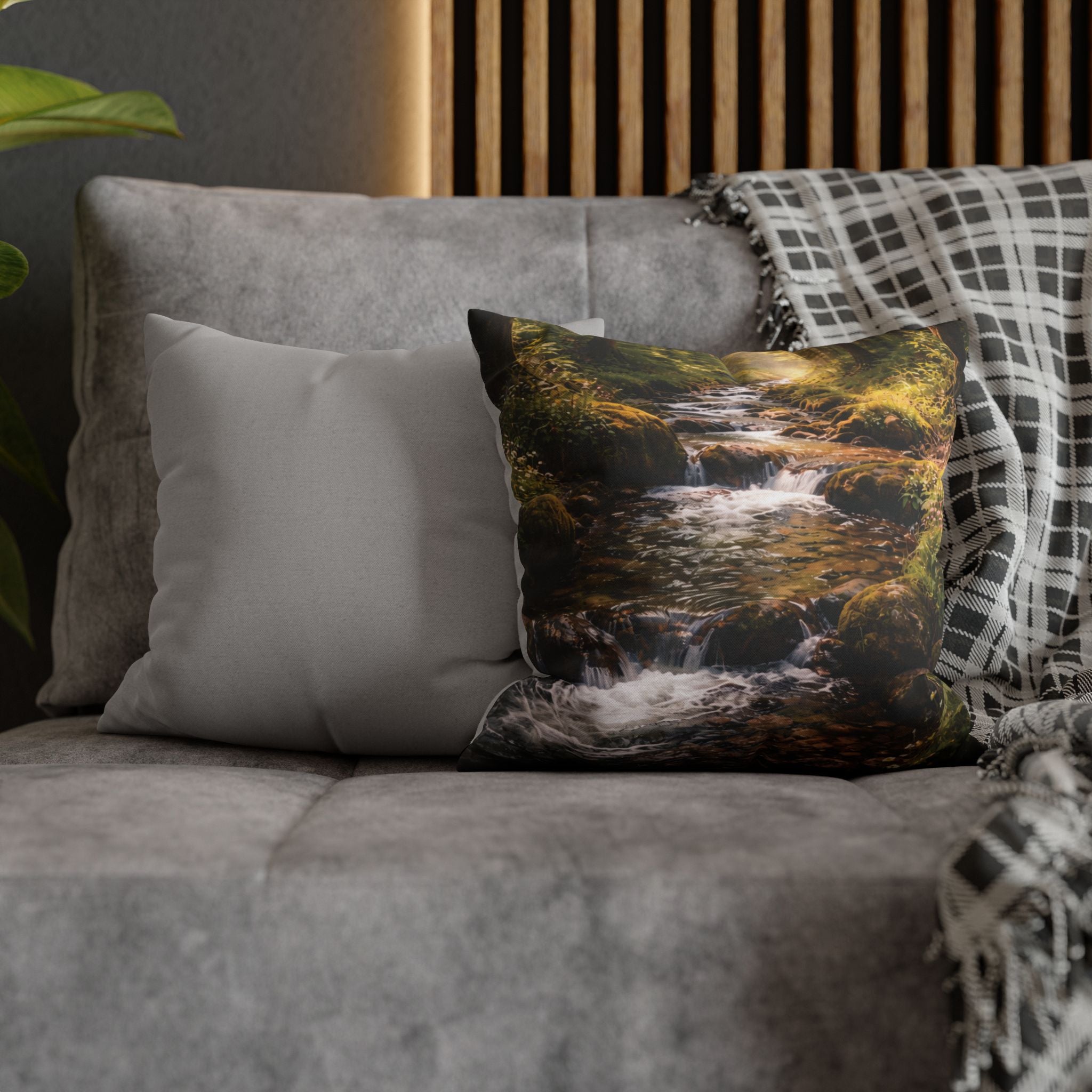 Forest Stream pillow cover with nature-inspired artwork - product view 6