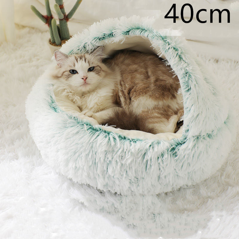 2 in 1 Dog and Cat Bed Pet Winter Bed Round Plush Warm Bed House Soft uncategorized / needs cleanup with nature-inspired artwork - product view 11