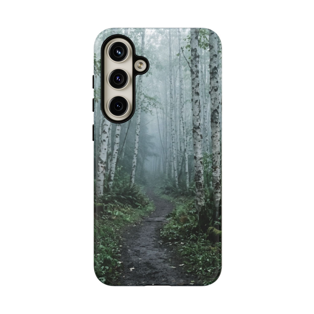 Twilight Birch Tree Path Phone Case