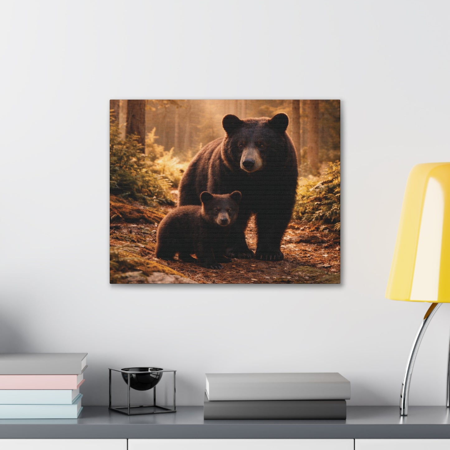 Momma Bear and Cub Wilderness Stretched Canvas