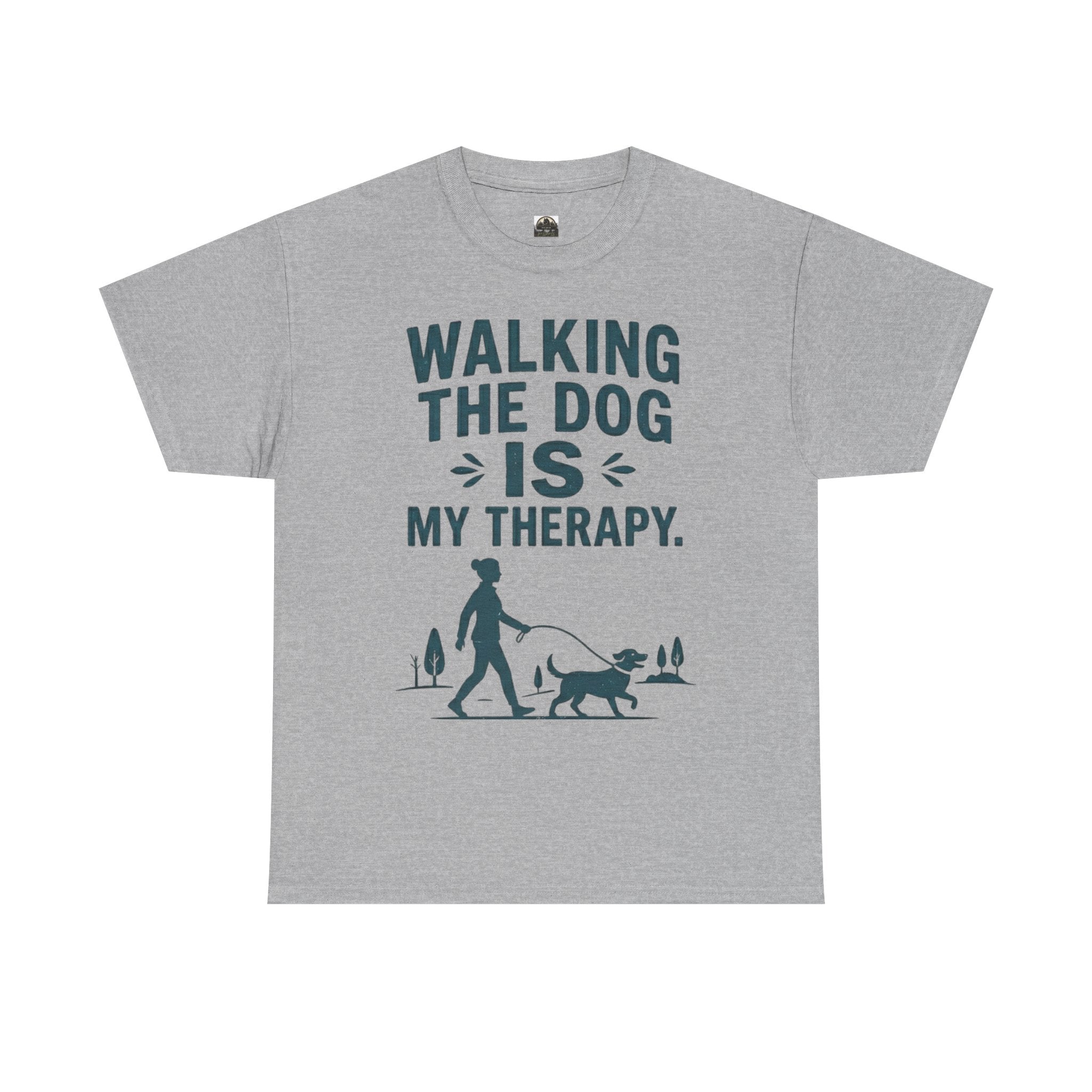 Walking the Dog Is My Therapy T t-shirt with nature-inspired artwork - product view 4
