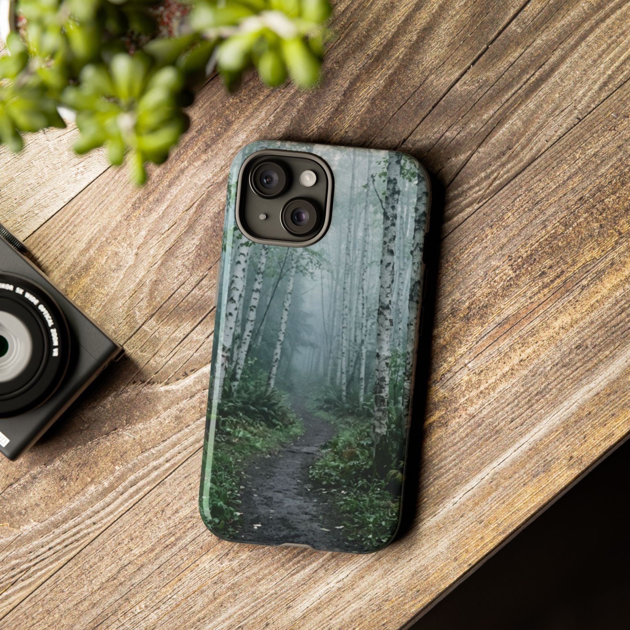 Twilight Birch Tree Path Phone Case