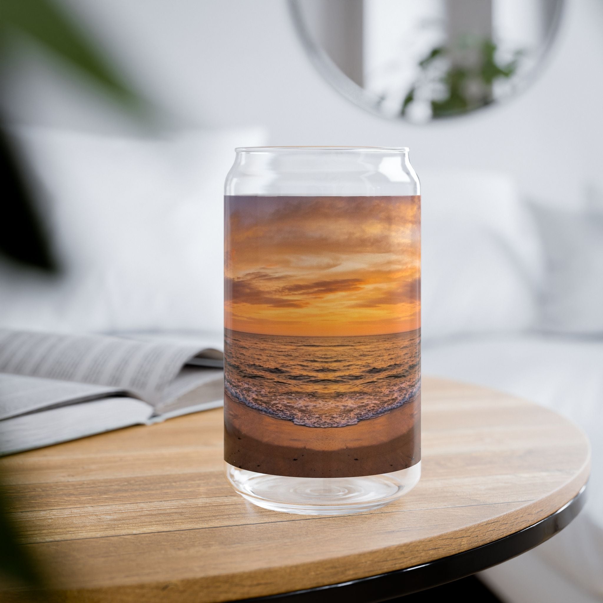 Sunset Beach Scene Sipper Glass - 16oz