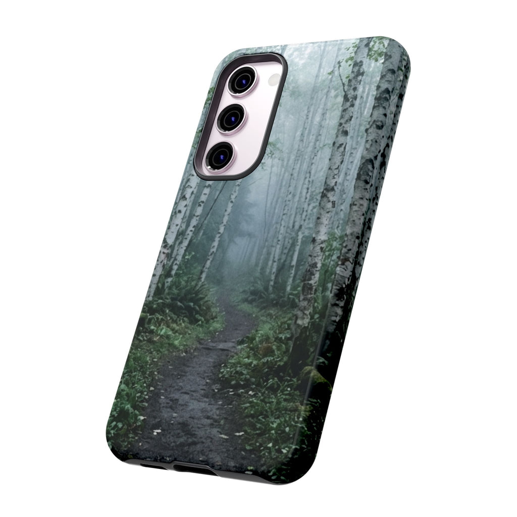 Twilight Birch Tree Path Phone Case