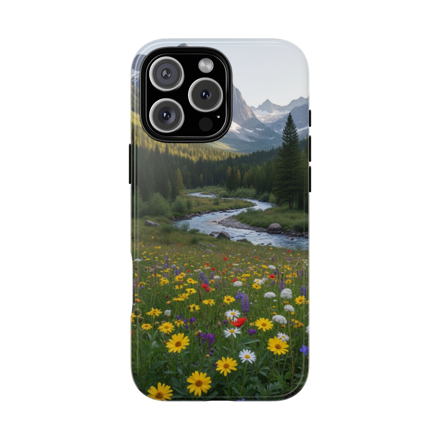 Mountain Meadow Serenity Phone Case - Tough Case with Nature Scenic Design