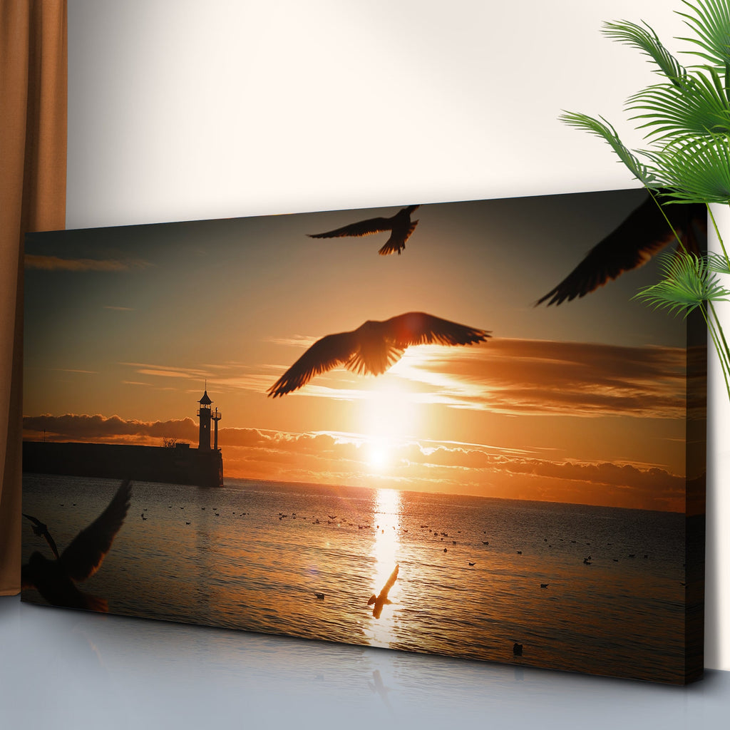 Birds On Magical Sunrise Canvas wall art with nature-inspired artwork - product view 2