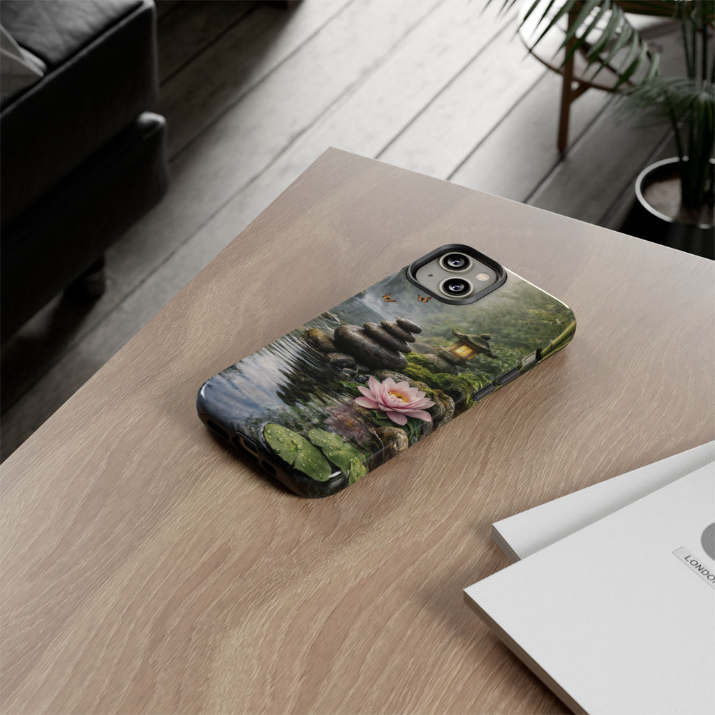 Still Waters Lotus Phone Case phone case with nature-inspired artwork - product view 52