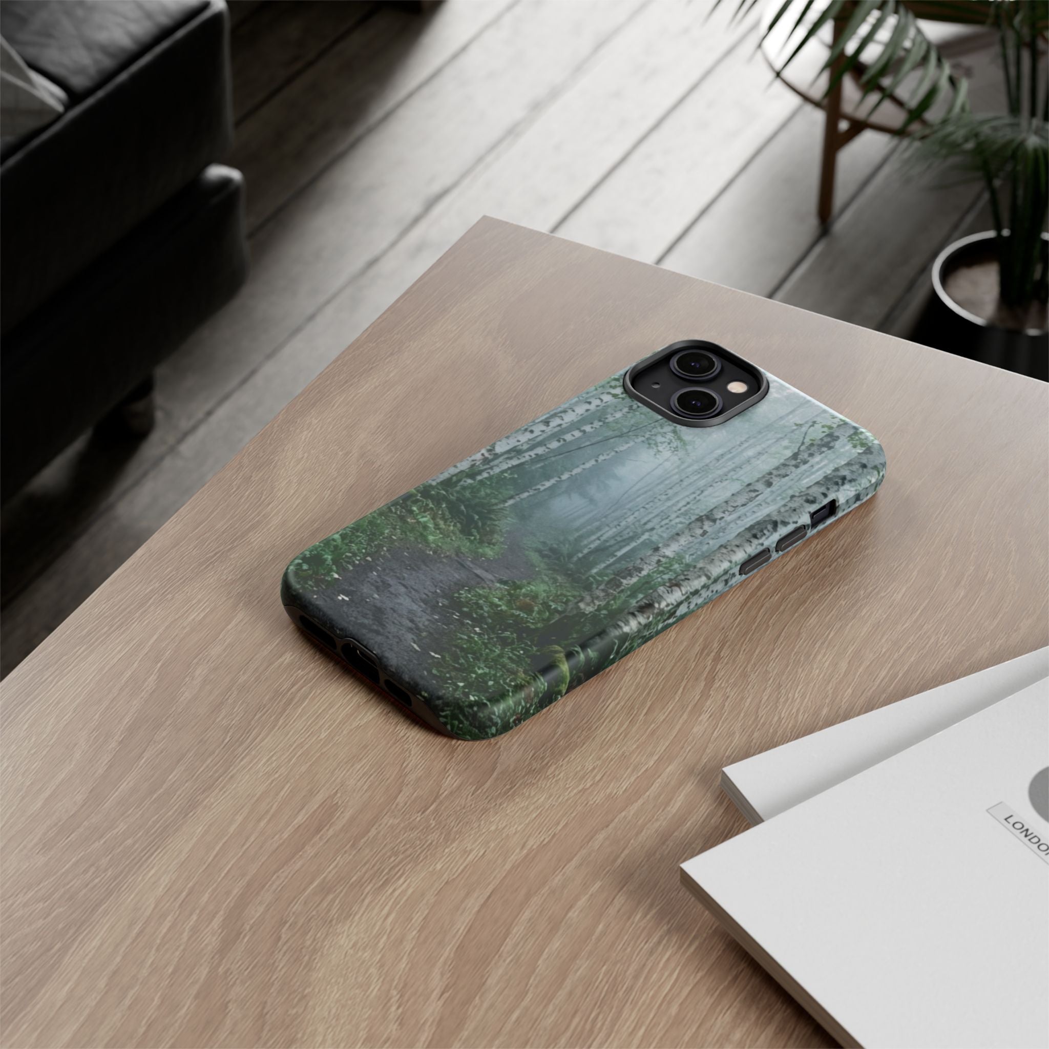 Twilight Birch Tree Path Phone Case