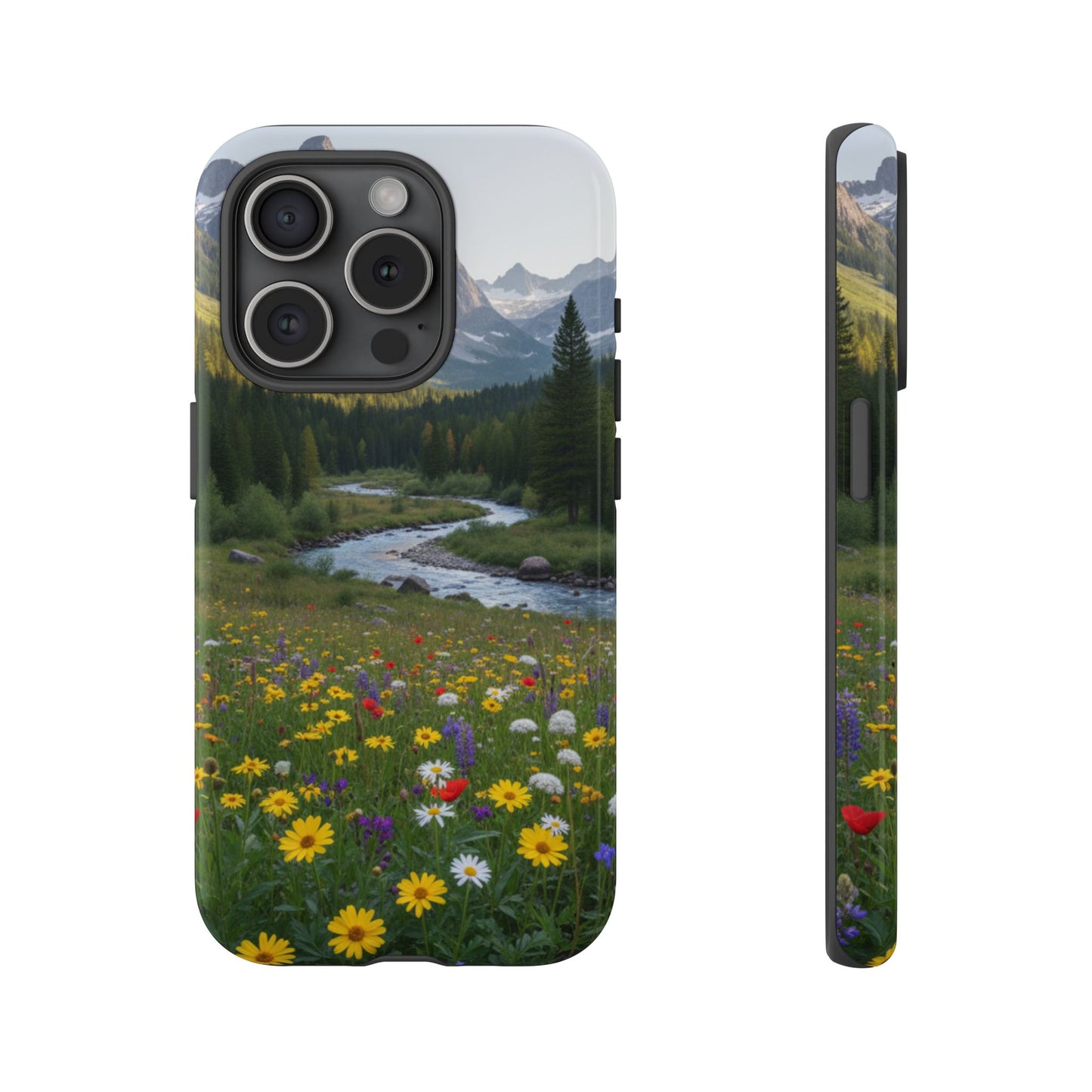 Mountain Meadow Serenity Phone Case - Tough Case with Nature Scenic Design