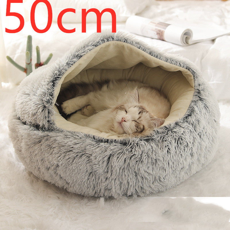 2 in 1 Dog and Cat Bed Pet Winter Bed Round Plush Warm Bed House Soft uncategorized / needs cleanup with nature-inspired artwork - product view 73