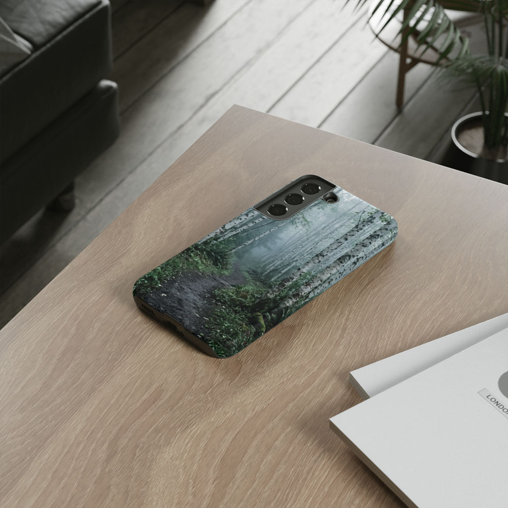 Twilight Birch Tree Path Phone Case