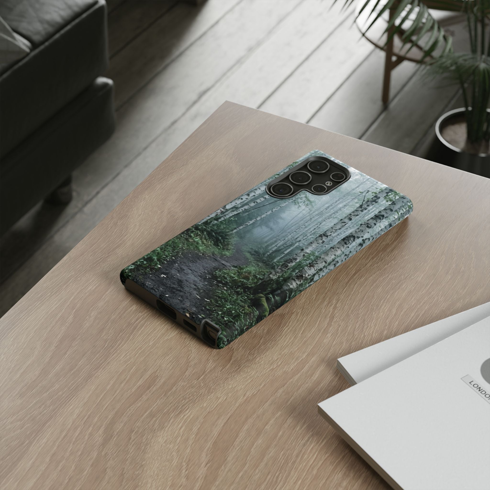 Twilight Birch Tree Path Phone Case