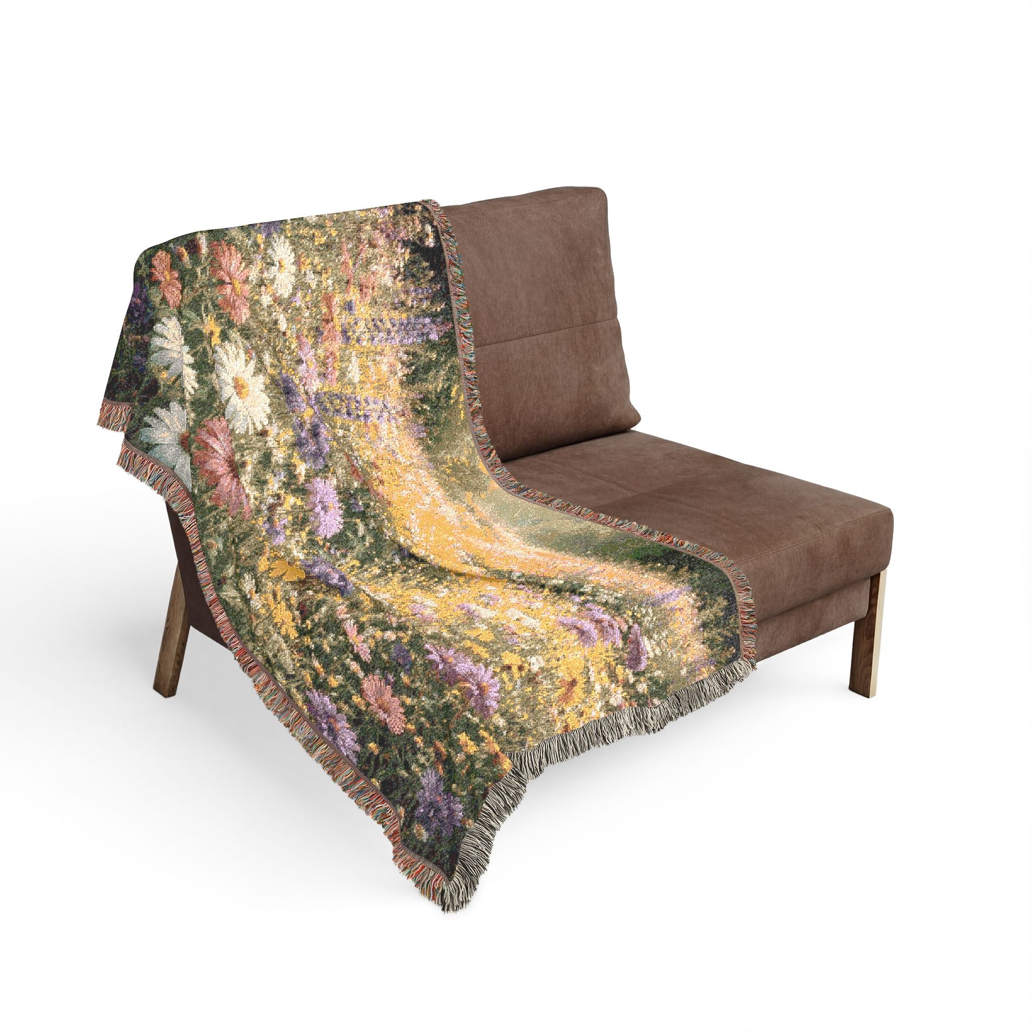 Mountain Meadow Woven Blanket | Scenic Nature Landscape Throw