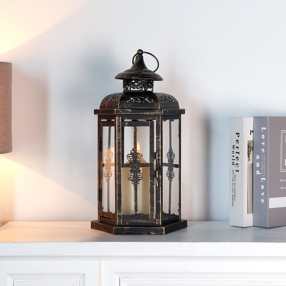 12“H Outdoor Candle Lanterns Vintage Metal Candle Holder-2