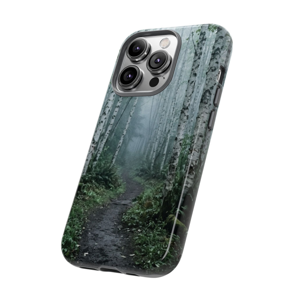 Twilight Birch Tree Path Phone Case