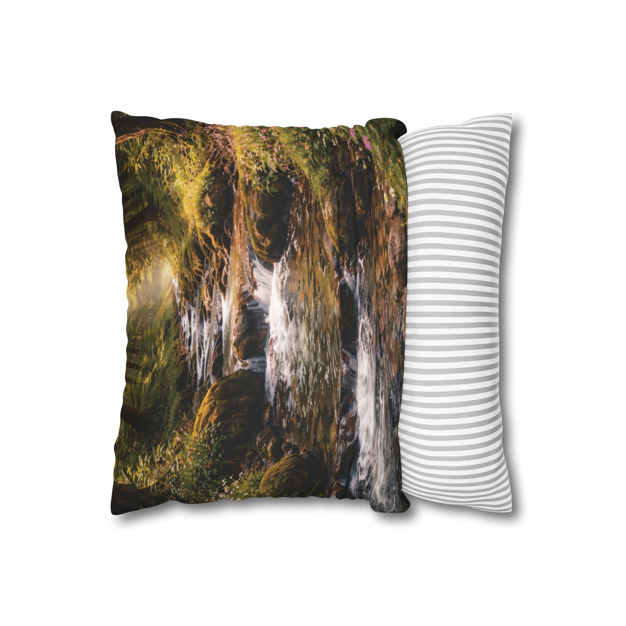 Forest Stream pillow cover with nature-inspired artwork - product view 3