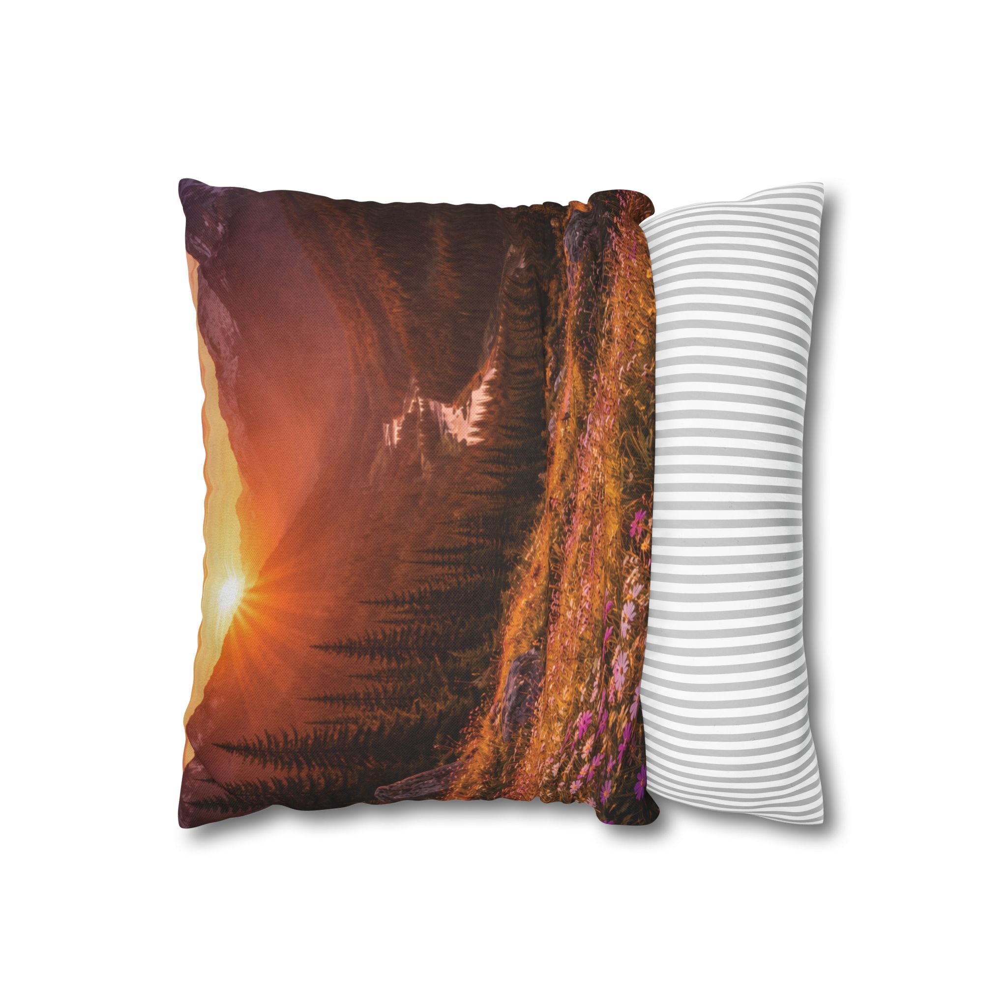 Mountain Meadow Stream pillow cover with nature-inspired artwork - product view 3