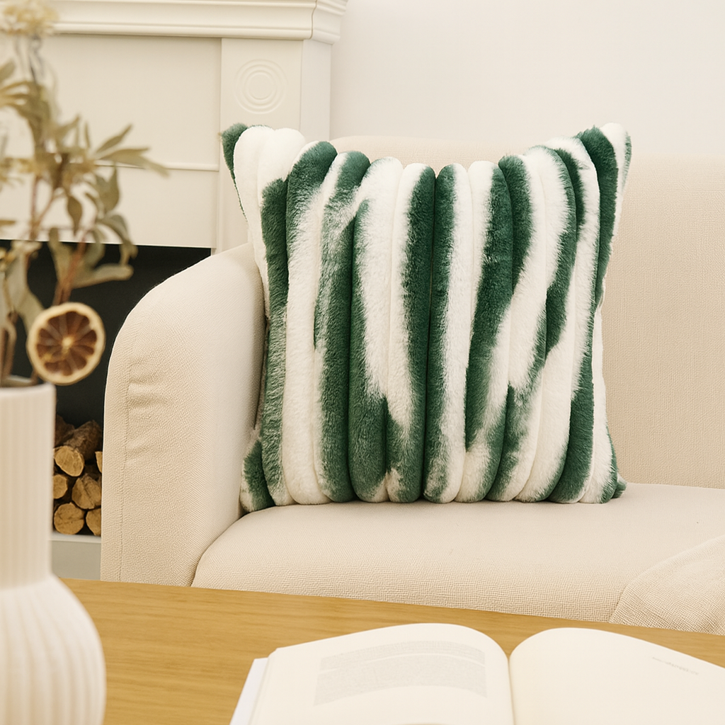 18"x18" Ribbed Ombre Faux Fur Pillow 5 Colors – Ultra pillow cover with nature-inspired artwork - product view 7
