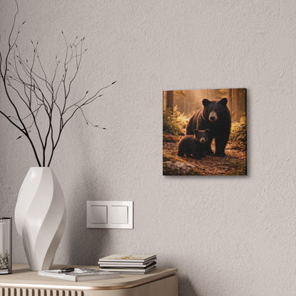 Momma Bear and Cub Wilderness Stretched Canvas