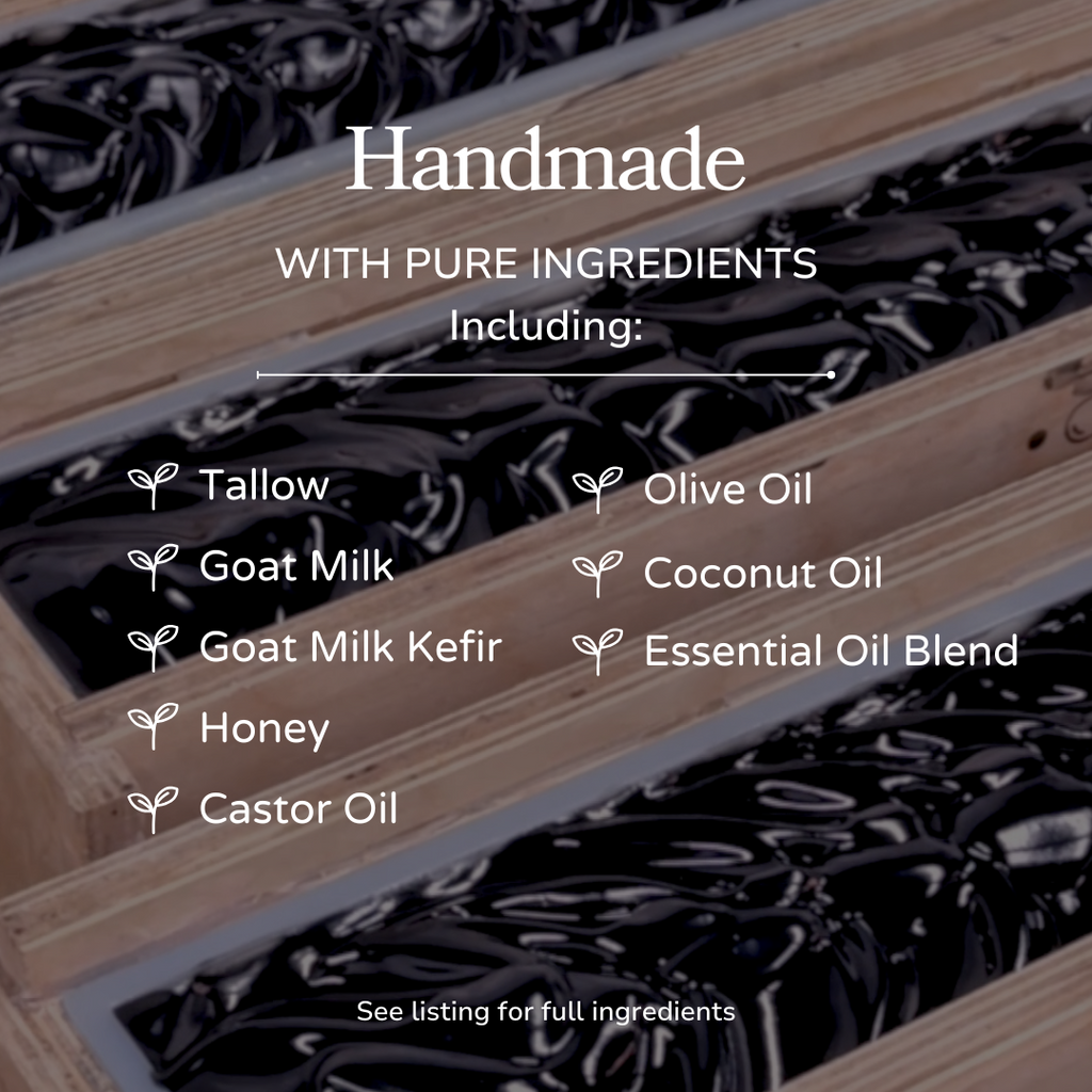 Clarifying Charcoal Bar Handmade Tallow and Goat Milk Soap Bar bar soap with nature-inspired artwork - product view 5