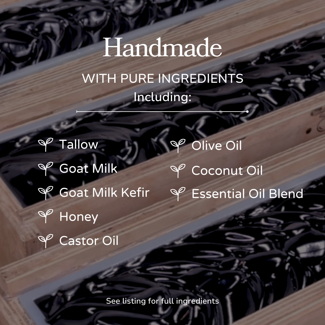 Clarifying Charcoal Bar Handmade Tallow and Goat Milk Soap Bar bar soap with nature-inspired artwork - product view 5