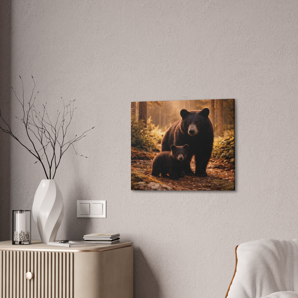 Momma Bear and Cub Wilderness Stretched Canvas