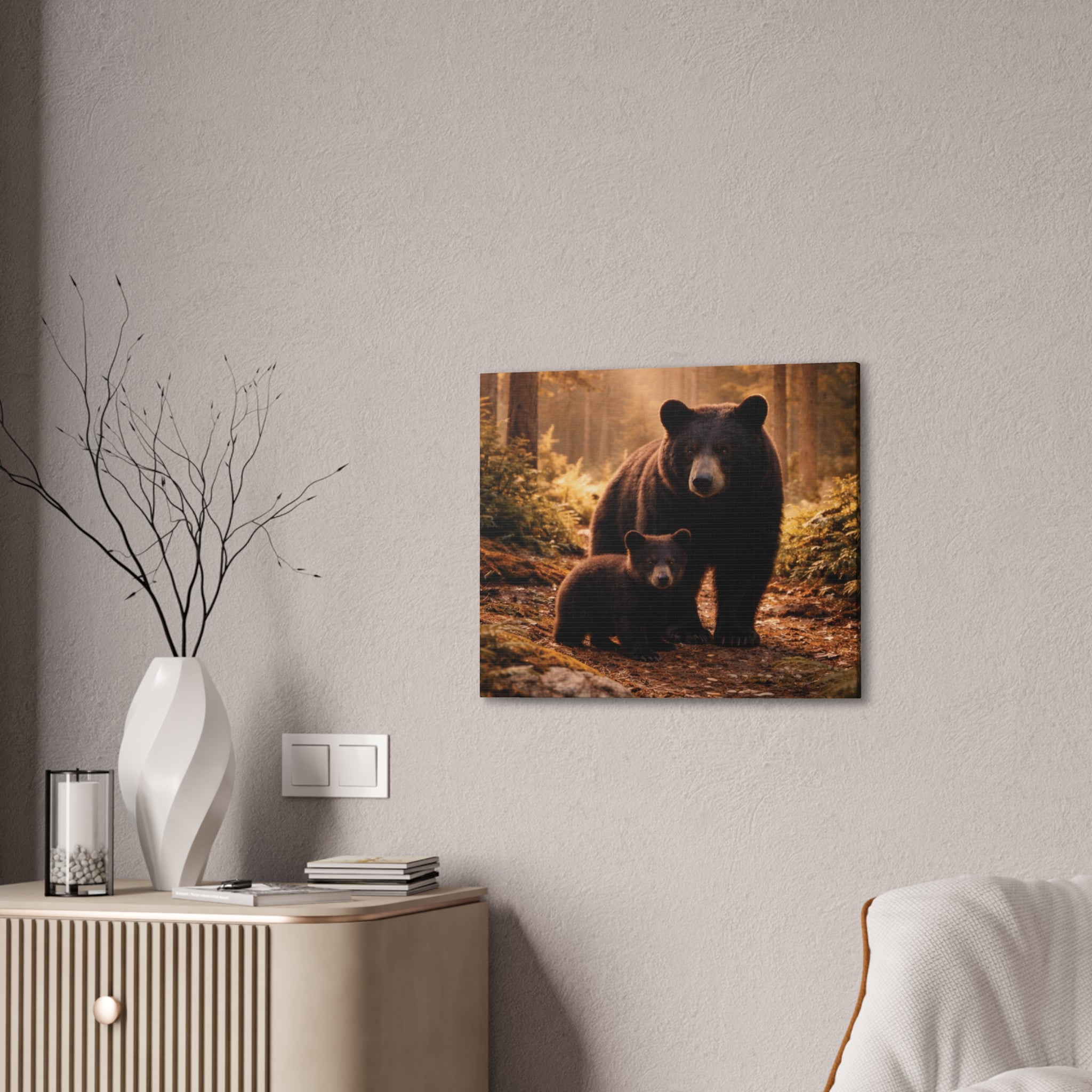 Momma Bear and Cub Wilderness Stretched Canvas