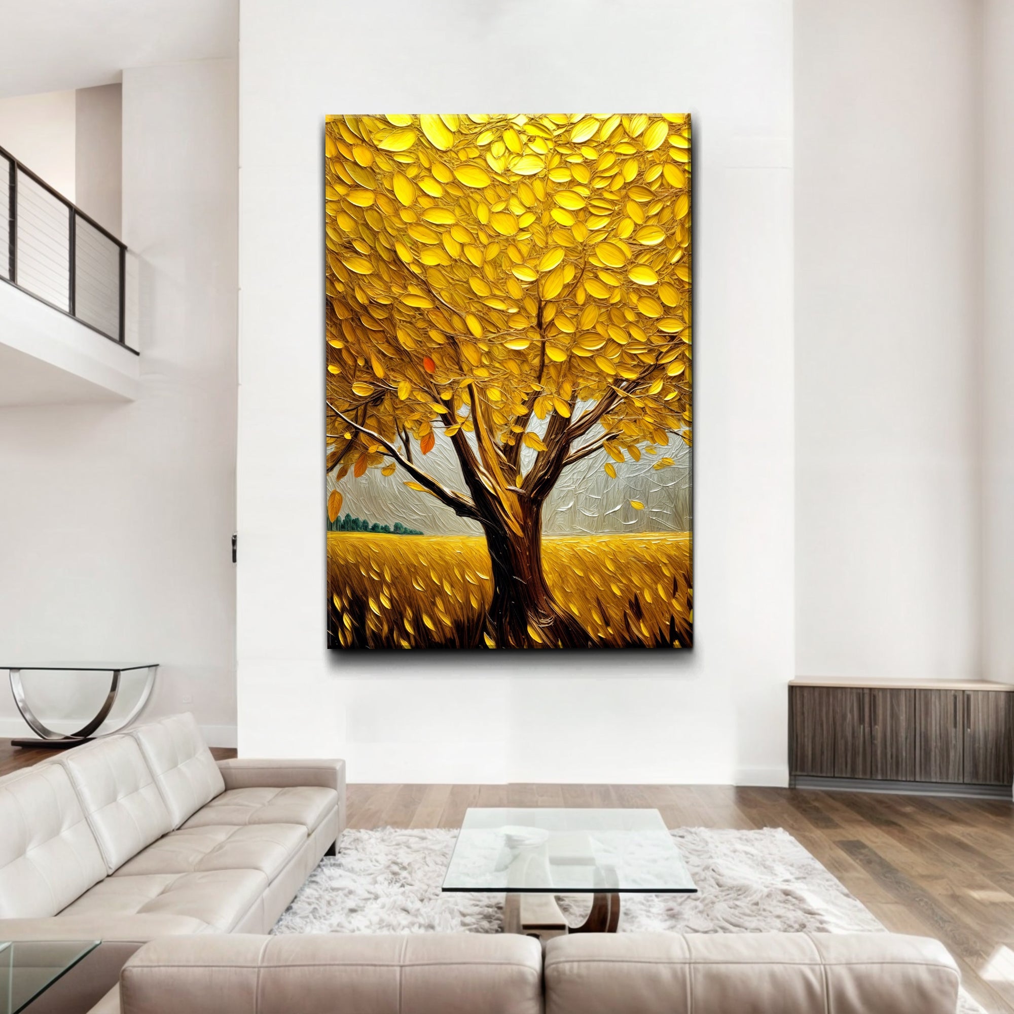 Golden Tree Breeze wall art with nature-inspired artwork - product view 4