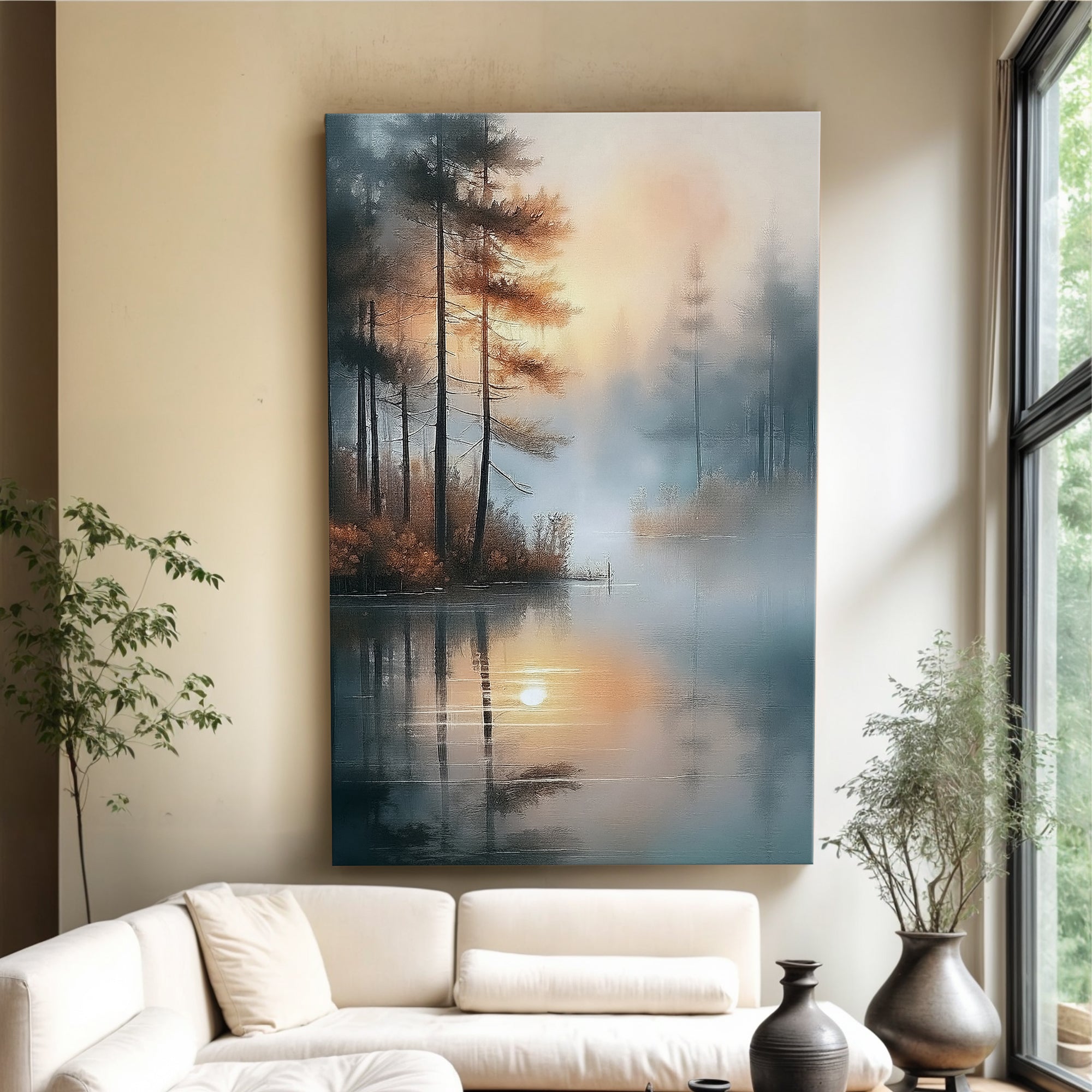 Misty Lake wall art with nature-inspired artwork - product view 3