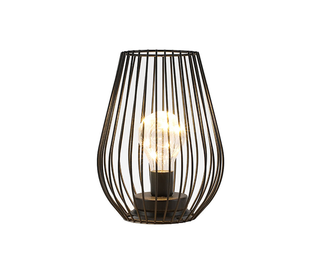 8'' Tall Cage Shapetable Lamp Battery Lanterns battery operated lamps with nature-inspired artwork - product view 2