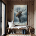 Snowy Forest Moose Double Exposure wall art with nature-inspired artwork