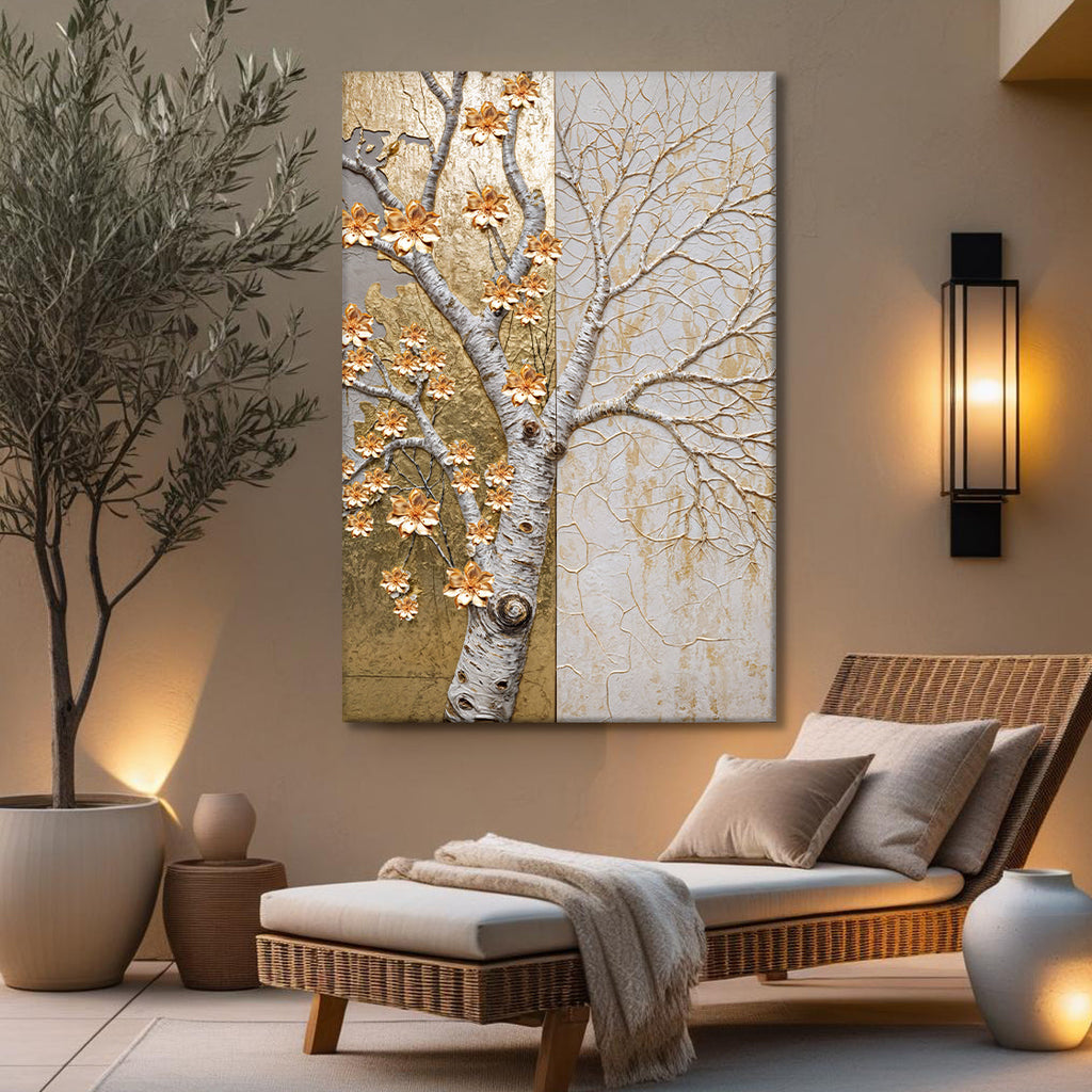 Ivory Seasons Impasto wall art with nature-inspired artwork