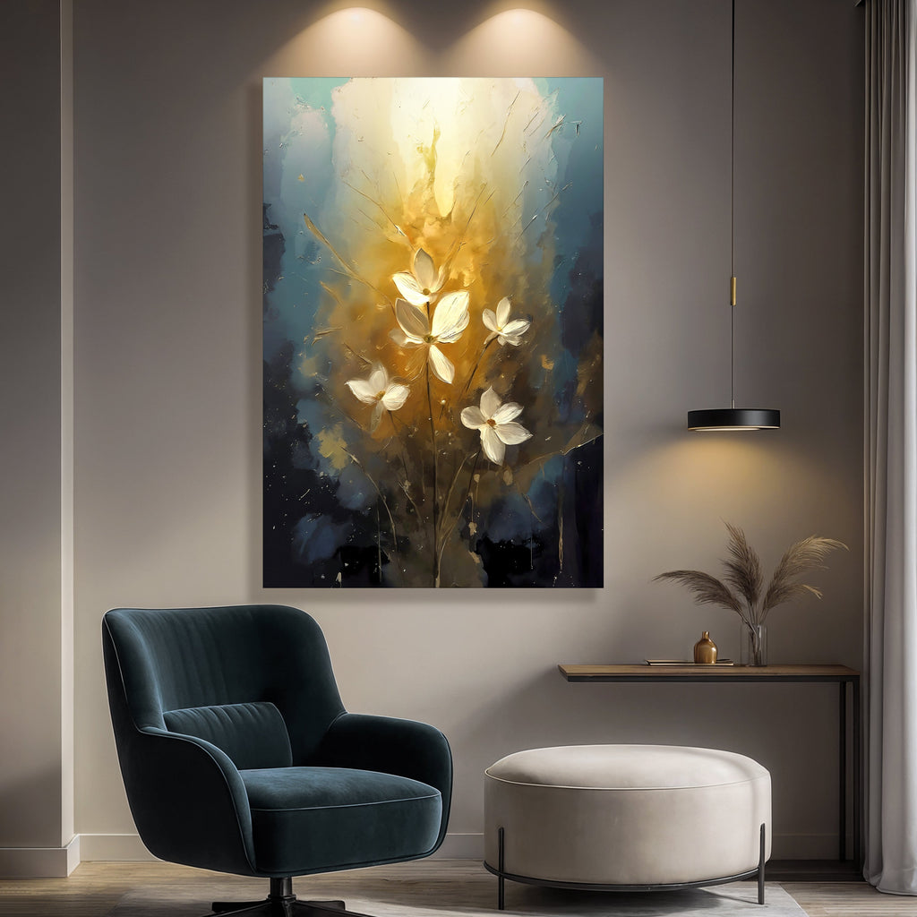Golden Glow Elegant Flower wall art with nature-inspired artwork